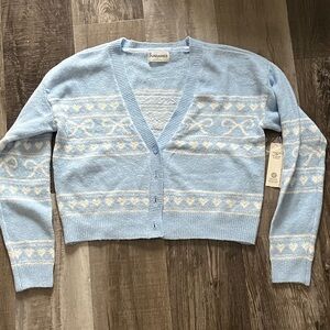 No Boundaries Light Blue and Cream Cardigan